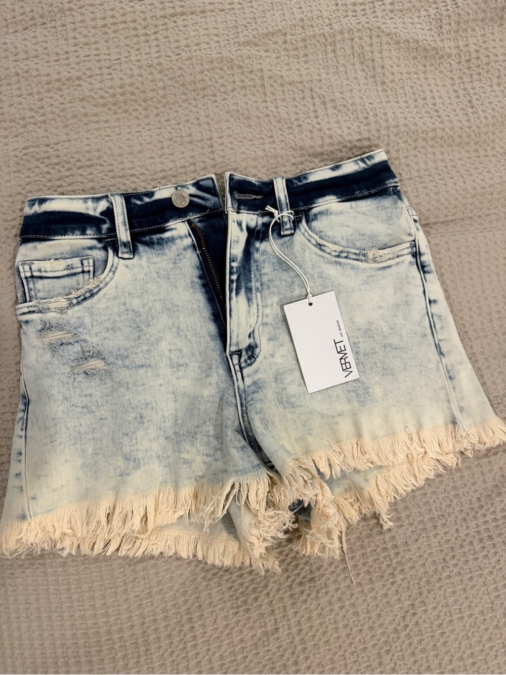 Cortney Stretch Mom Shorts — Light Blue